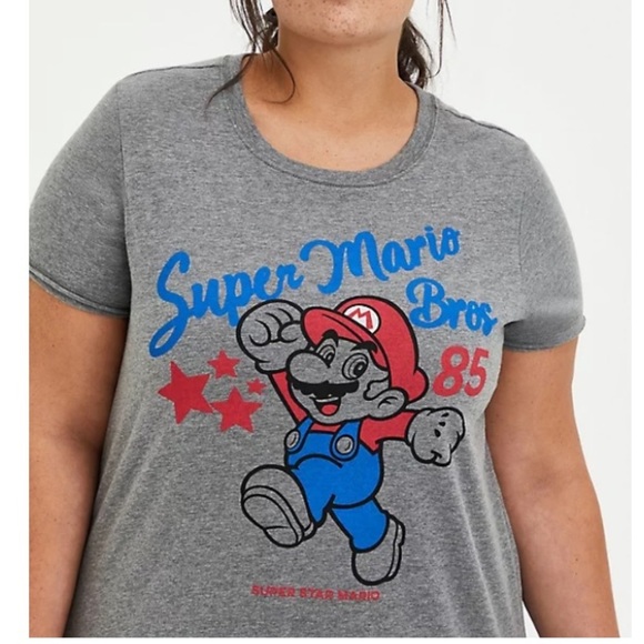 torrid Tops - TORRID NWT CLASSIC FIT CREW TEE - SUPER MARIO GREY